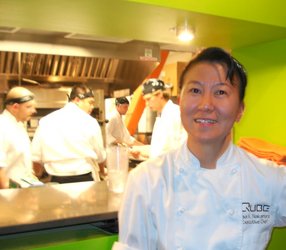 Lisa Nakamura at Qube kitchen.JPG